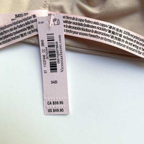 Victoria's Secret Bra Body by Victoria Lightly Lined Demi Light Tan Size 34D NEW - Picture 7 of 7